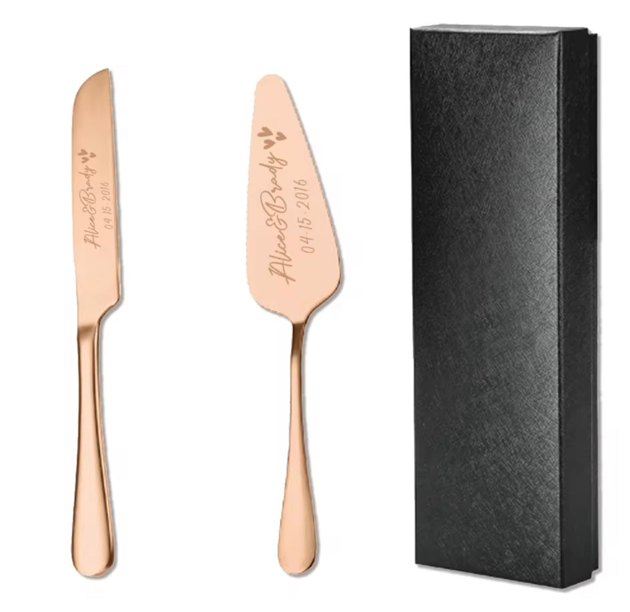 Stunning Wedding Cake Slice Server and Knife Set | Personalised Wedding Cake Slice | Wedding Cake Knife | Gold | Silver | Rose Gold