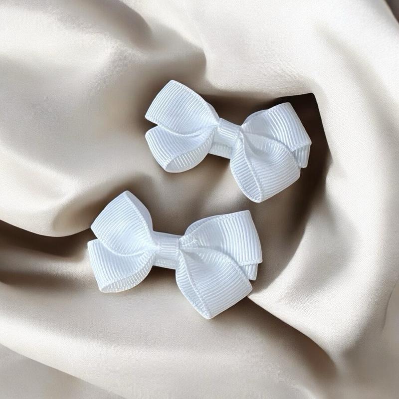 Baby Bow Hair Clip 2 Pack -Peaches - Safety Hair Grip - Suitable For Ages 6 Months Plus