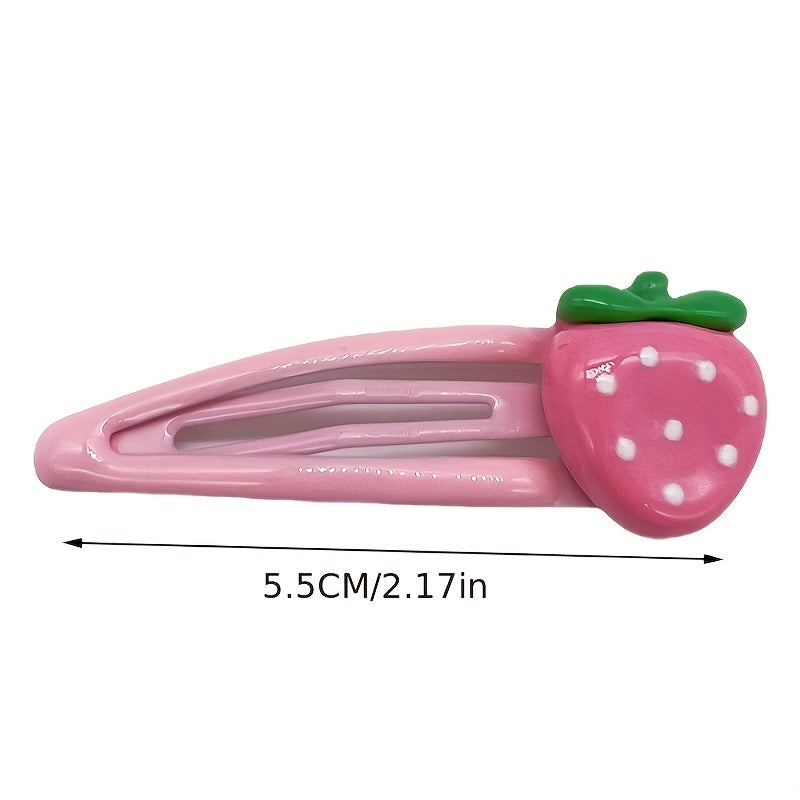 Set of 2Cute Strawberry Hair Clips for Girls aged 3-Adult. Adorable Fruit Strawberry Hair Clips Durable Plastic, Pink with Red Polka Dots, Perfect for Everyday Hairstyles, Hair Accessories for Girls