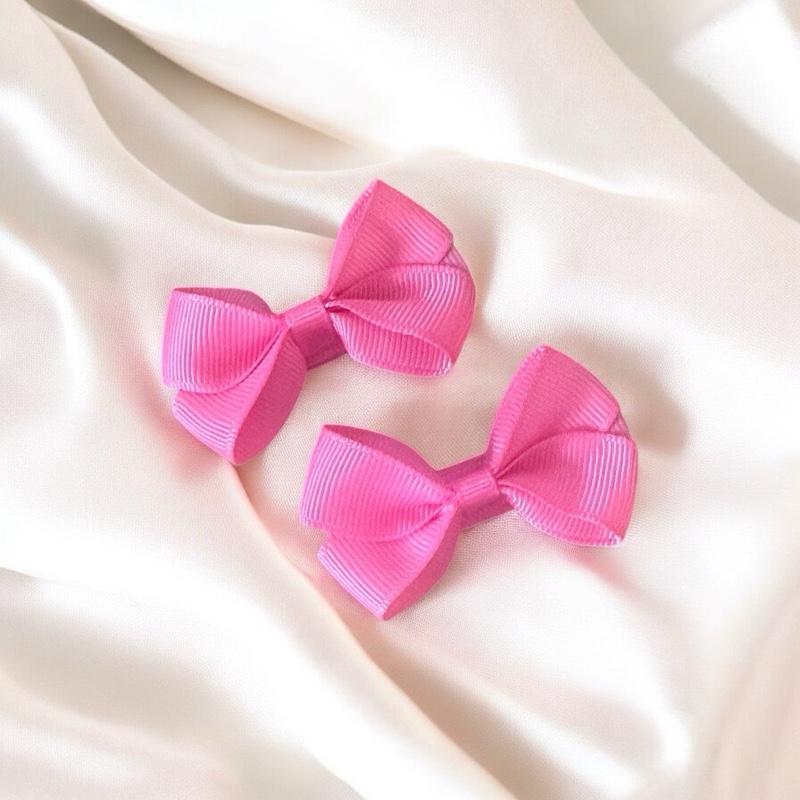 Pink Baby Bow Hair Clip 2 Pack -Safety Closure - Soft & Kind to Hair - Suitable for 6 Months Plus