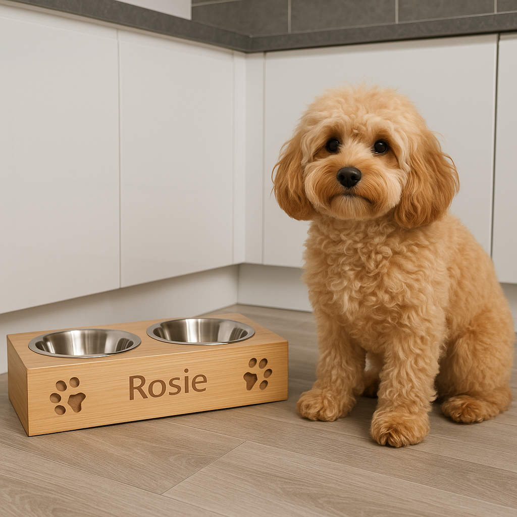 Personalised Wooden Pet Bowl | Personalised Dog Bowl | Personalised Cat Bowl | Wooden Handmade | UK Made | Pet Feeder | Dog Feeder | Pet