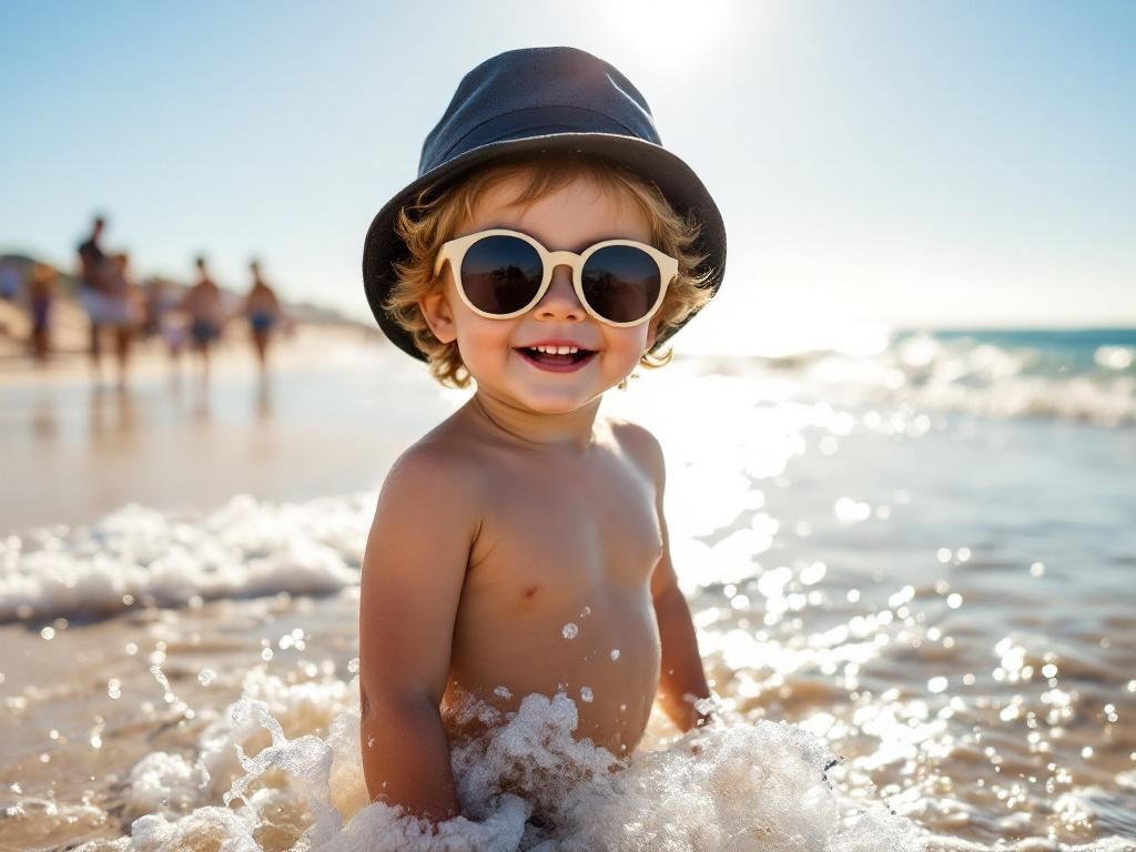 Summer Baby and Toddler Bucket Hat With Sunglasses Fits Ages 1- 4 Boys Sun Hat Large Brim Sunscreen Kids Hat