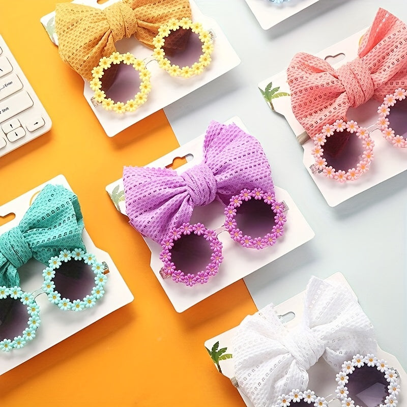 Cute Girls Aged 1-8 years Summer Sunglasses with Matching Bow Hair Bobble Spring/Summer 2025 Designs