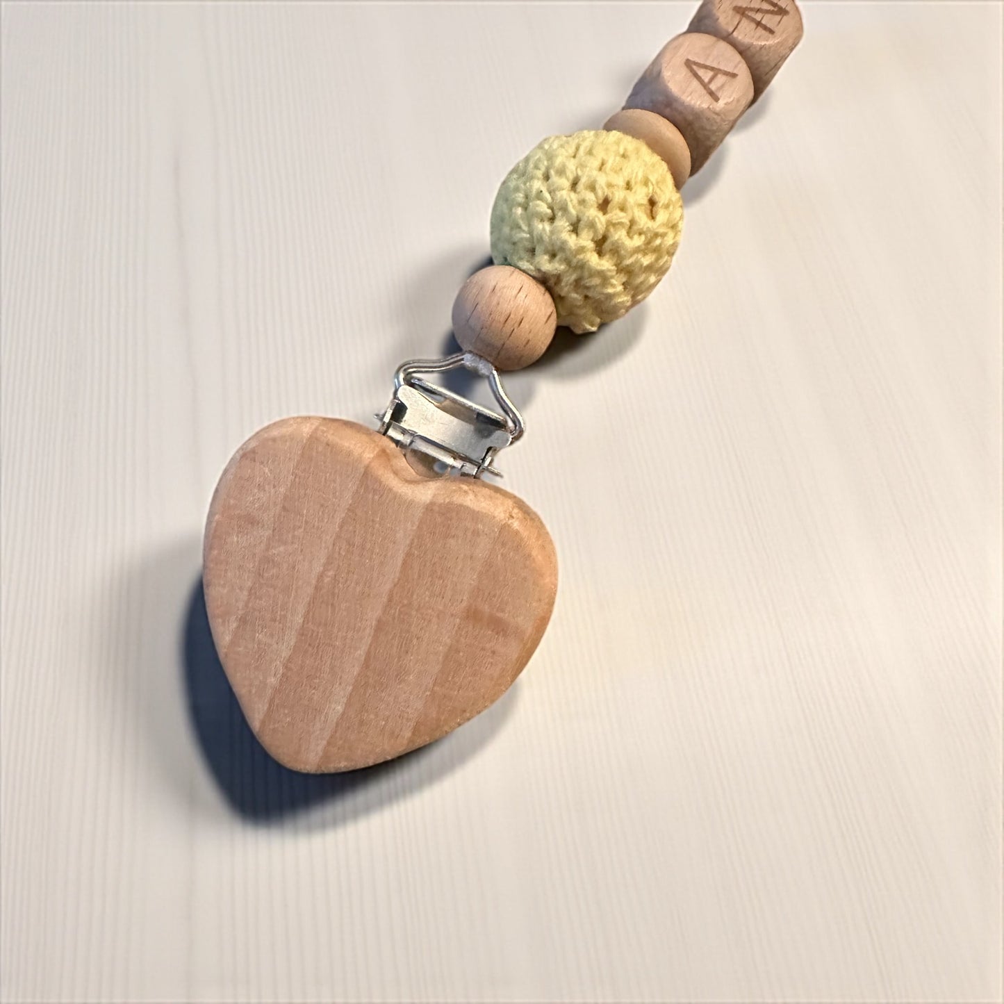 Handmade Personalised Dummy Clip Flower Design Wood & Silicone Safety Clip Toxin Free Baby Gift Dummy Clip Pacifier Clip Personalised Gift