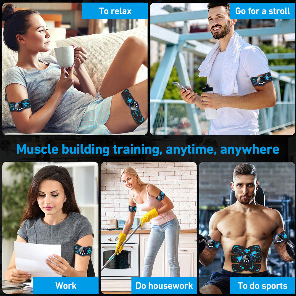 EMS Abdominal Muscle Toning Trainer Build and Maintain Muscle Mass ABS Stimulator AB Hip Arm Toner Fitness Belt