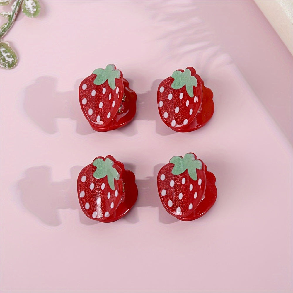 Pack 2 mini baby claw clips Sweet Strawberry Hair Clips Mini, Non-Slip Claw Clips in Cute Summer Strawberry Design -