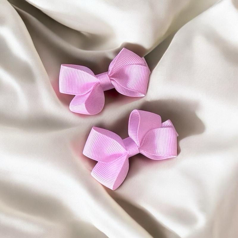 Pink Baby Bow Hair Clip 2 Pack -Safety Closure - Soft & Kind to Hair - Suitable for 6 Months Plus