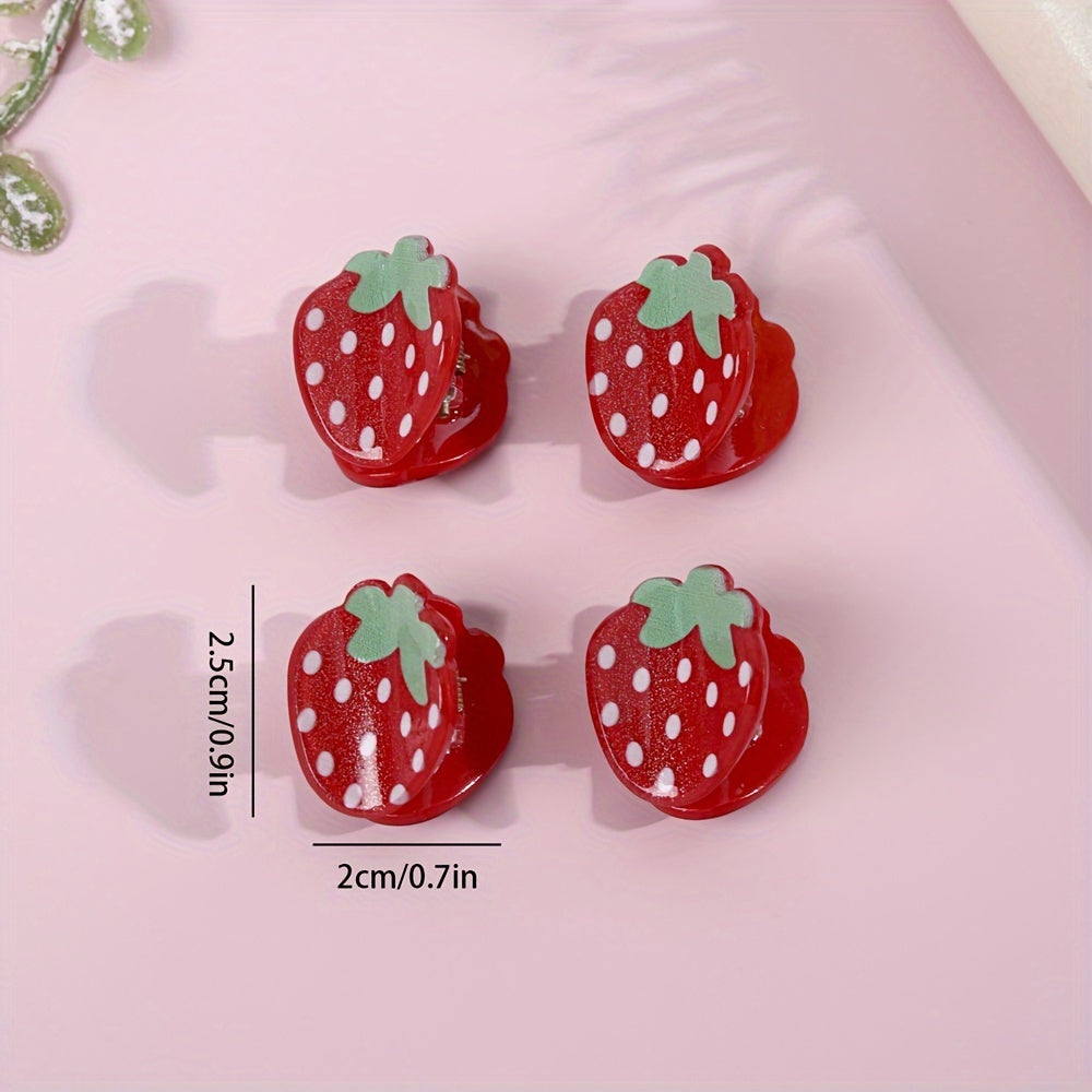 Pack 2 mini baby claw clips Sweet Strawberry Hair Clips Mini, Non-Slip Claw Clips in Cute Summer Strawberry Design -