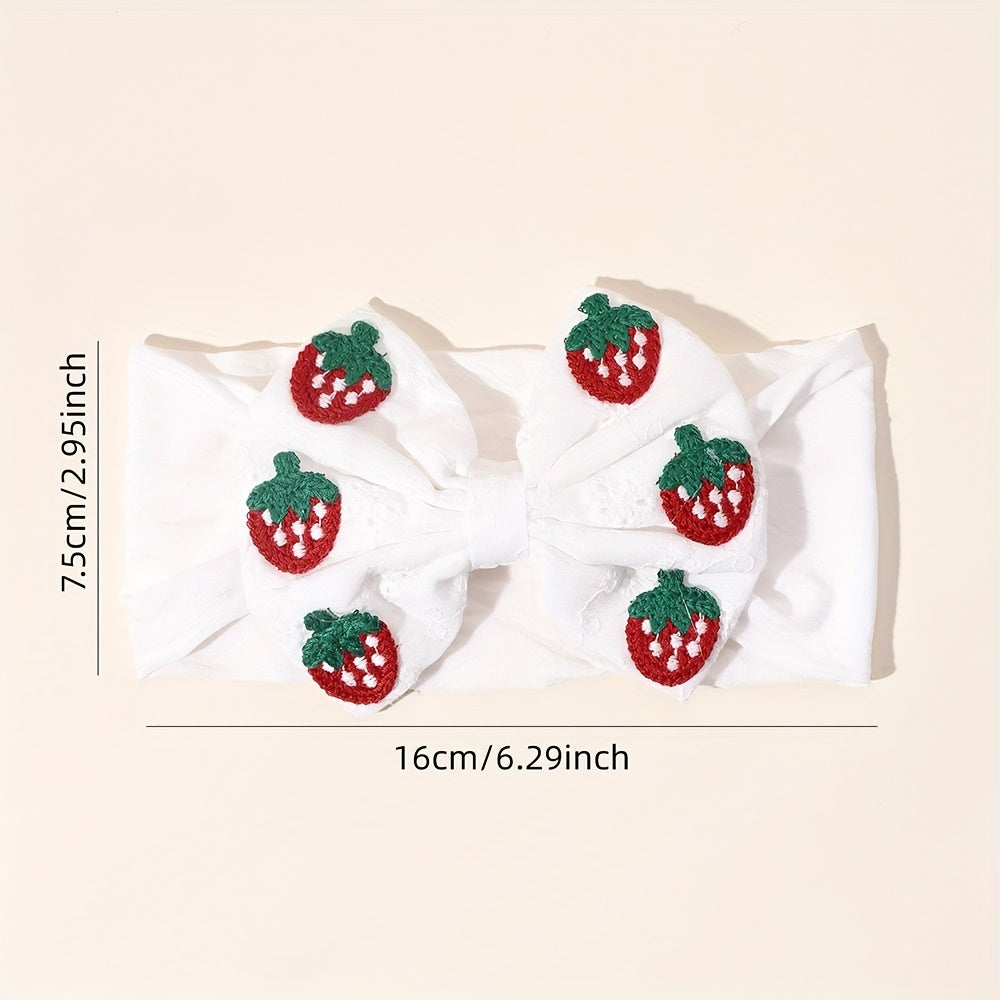 Cute Girls Strawberry Bow Headband - Cute Strawberry Summer Girls Headband Handmade Organic Cotton & Nylon Girls Summer Hair Accessories