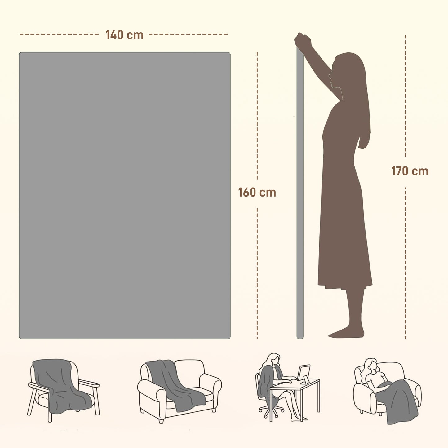 Cosy Fleece Electric Heated Blanket Throw 140 X 160cm With Dual Controllers, Machine Washable Heated Throw Blanket With Ultra Soft Flannel Fabric, 5 Heating Levels, 10 Hour Timer, Grey