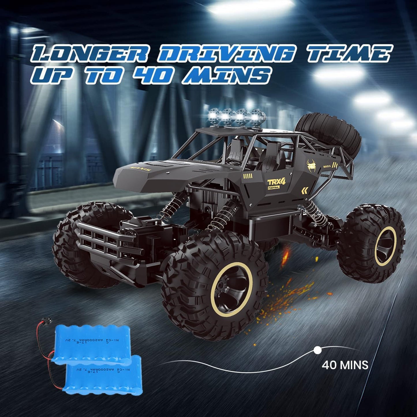 Mega Remote Control Moster Truck UK 4DRC Rc Car Rock Crawler Rechargeable Off Road Truck 4WD , Metal Shell LED Headlights RC Remote Control Off Road Car Truck