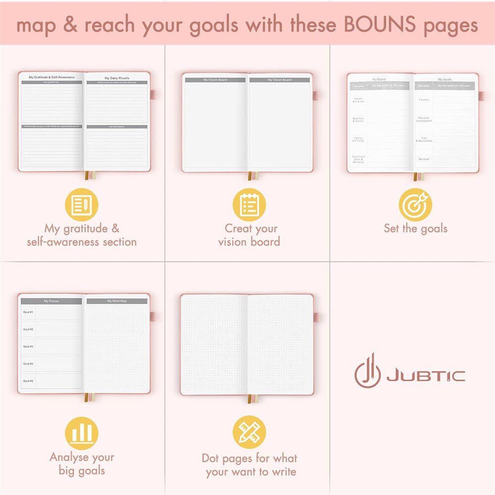 Jubtic Planner Pro Non-Dated Weekly Monthly Agenda Planner - A5 Appointment Book