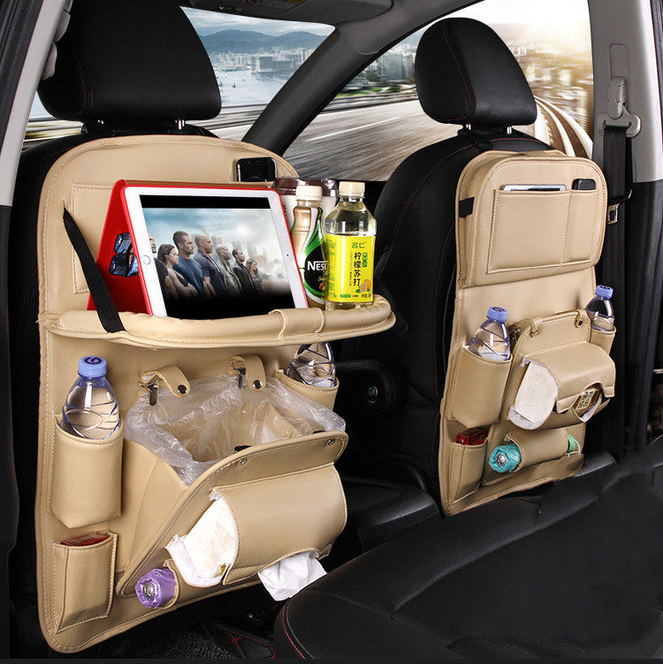Practical Stylish Car Storage, Keep Your Car Neat And Tidy in High Quality Faux Leather, PU Leather Car Storage Bag Multifunction Seat Back Tray Hanging Bag Waterproof Car Organizer Automotive Interior Accessories