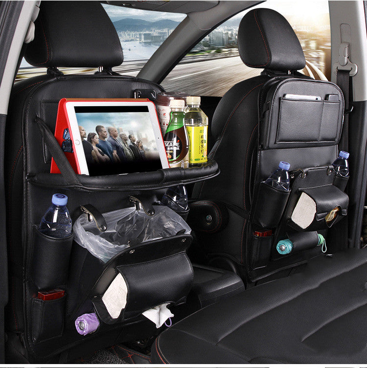 Practical Stylish Car Storage, Keep Your Car Neat And Tidy in High Quality Faux Leather, PU Leather Car Storage Bag Multifunction Seat Back Tray Hanging Bag Waterproof Car Organizer Automotive Interior Accessories