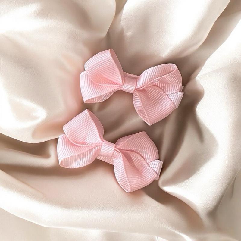 Baby Bow Hair Clip 2 Pack -Peaches - Safety Hair Grip - Suitable For Ages 6 Months Plus