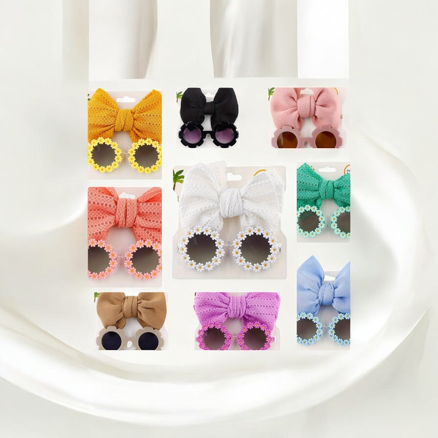 Cute Girls Aged 1-8 years Summer Sunglasses with Matching Bow Hair Bobble Spring/Summer 2025 Designs