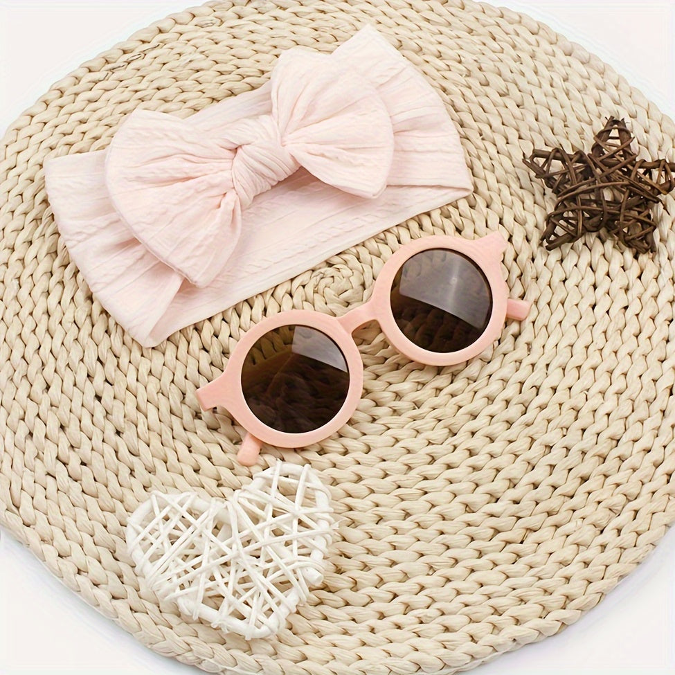Cute Baby and Toddler Sunglasses and Headband Set 2pcs Baby Girls Bow Headband & Glasses Accessories
