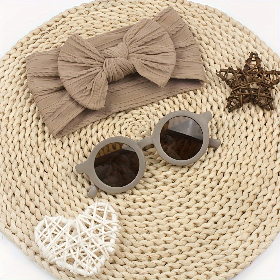 Cute Baby and Toddler Sunglasses and Headband Set 2pcs Baby Girls Bow Headband & Glasses Accessories