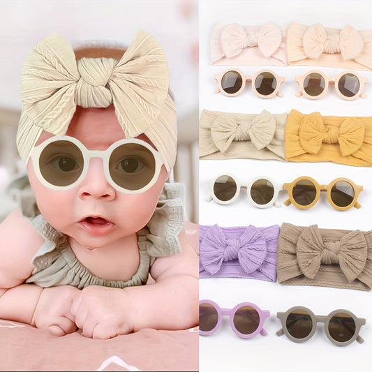 Cute Baby and Toddler Sunglasses and Headband Set 2pcs Baby Girls Bow Headband & Glasses Accessories