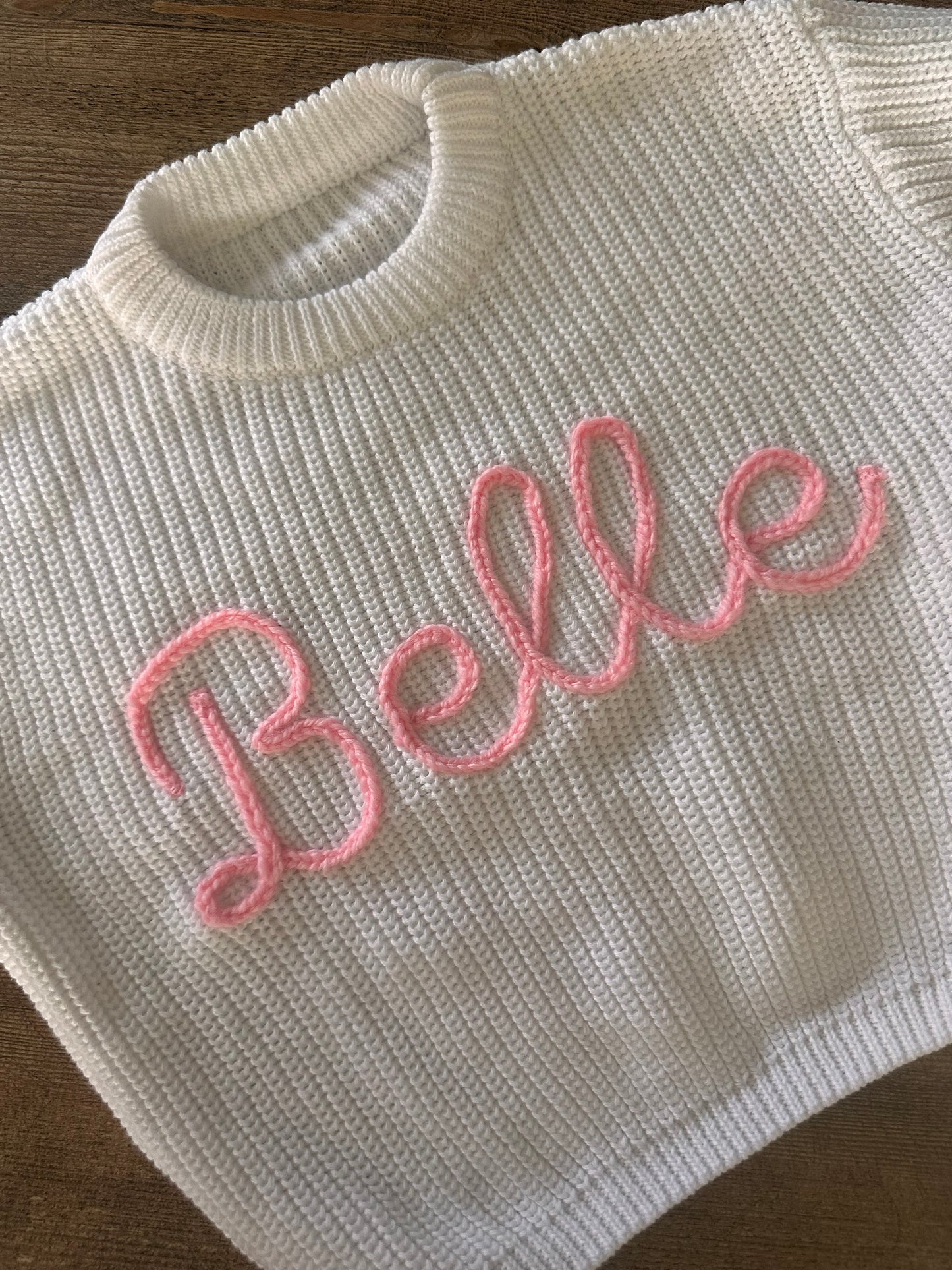Handmade Knitted Personalised Kids Jumper Embroidered Knitted Jumper Children’s Knitted Jumper Embroidered Name Personalised Boys and Girls
