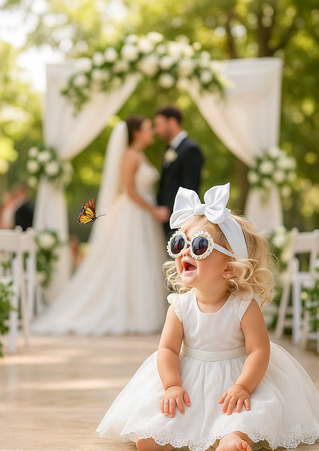 Cute Girls Aged 1-8 years Summer Sunglasses with Matching Bow Hair Bobble Spring/Summer 2025 Designs