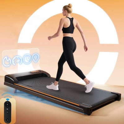 New 2026 Design Low Noise Sleek Easy to Use Folding Under Desk Walking Pad Treadmill With Adjustable Incline, 1-6 Km H Low Noise For Home  Office, LED Display, Magnetic Remote Control, Transport Wheels  Plug, Black.