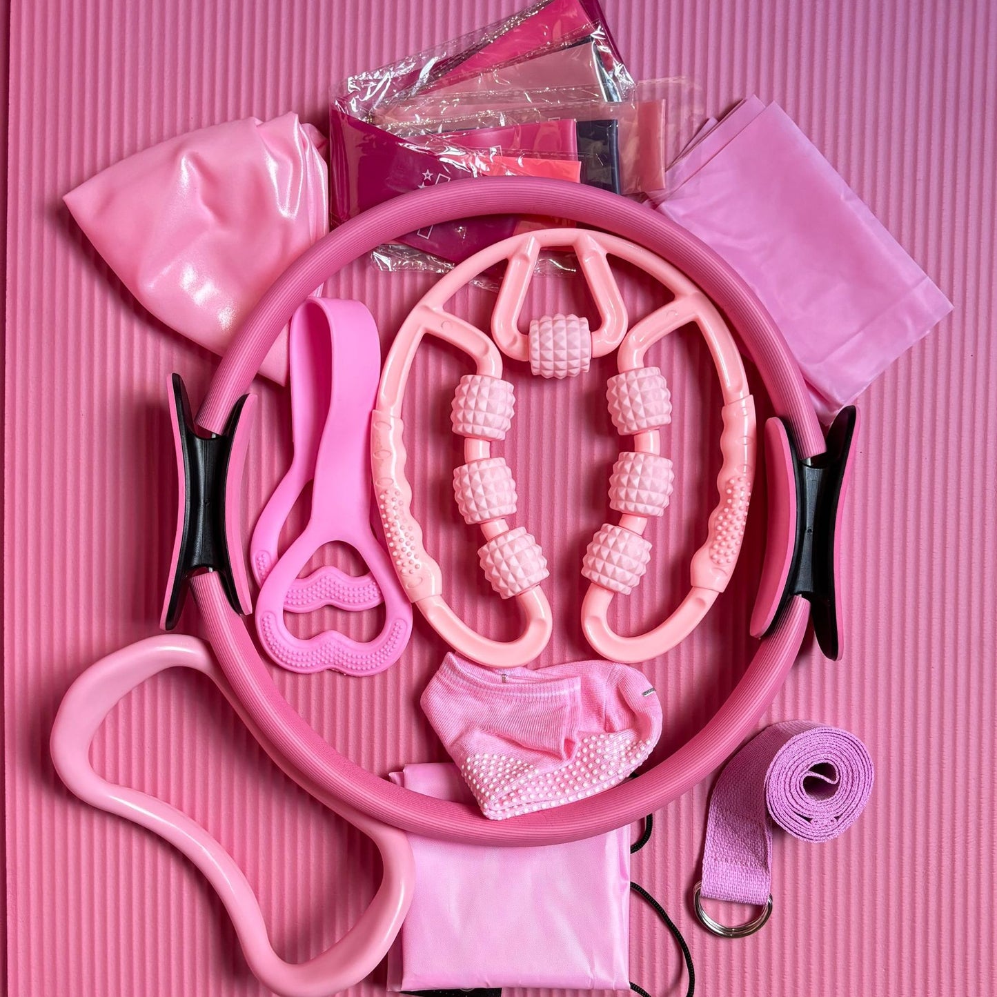 Pilates Ring Fitness 14-piece Set High Quality, Yoga Ball, Resistance Bands, Pilates Grip Socks, Pilates Equipment, Yoga Equipment, Home Fitness, Home Gym