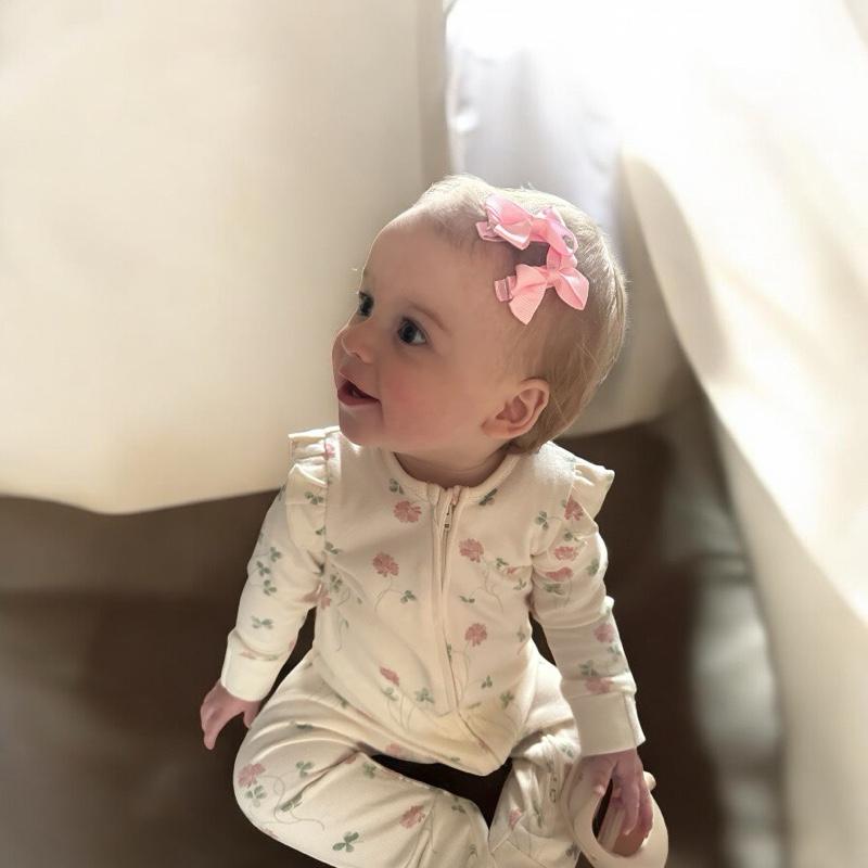 Pink Baby Bow Hair Clip 2 Pack -Safety Closure - Soft & Kind to Hair - Suitable for 6 Months Plus