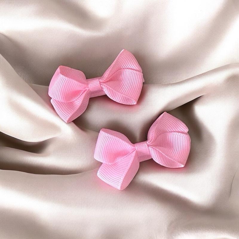 Pink Baby Bow Hair Clip 2 Pack -Safety Closure - Soft & Kind to Hair - Suitable for 6 Months Plus