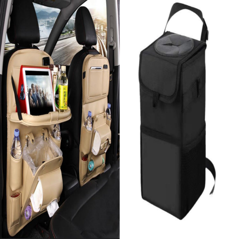 Practical Stylish Car Storage, Keep Your Car Neat And Tidy in High Quality Faux Leather, PU Leather Car Storage Bag Multifunction Seat Back Tray Hanging Bag Waterproof Car Organizer Automotive Interior Accessories