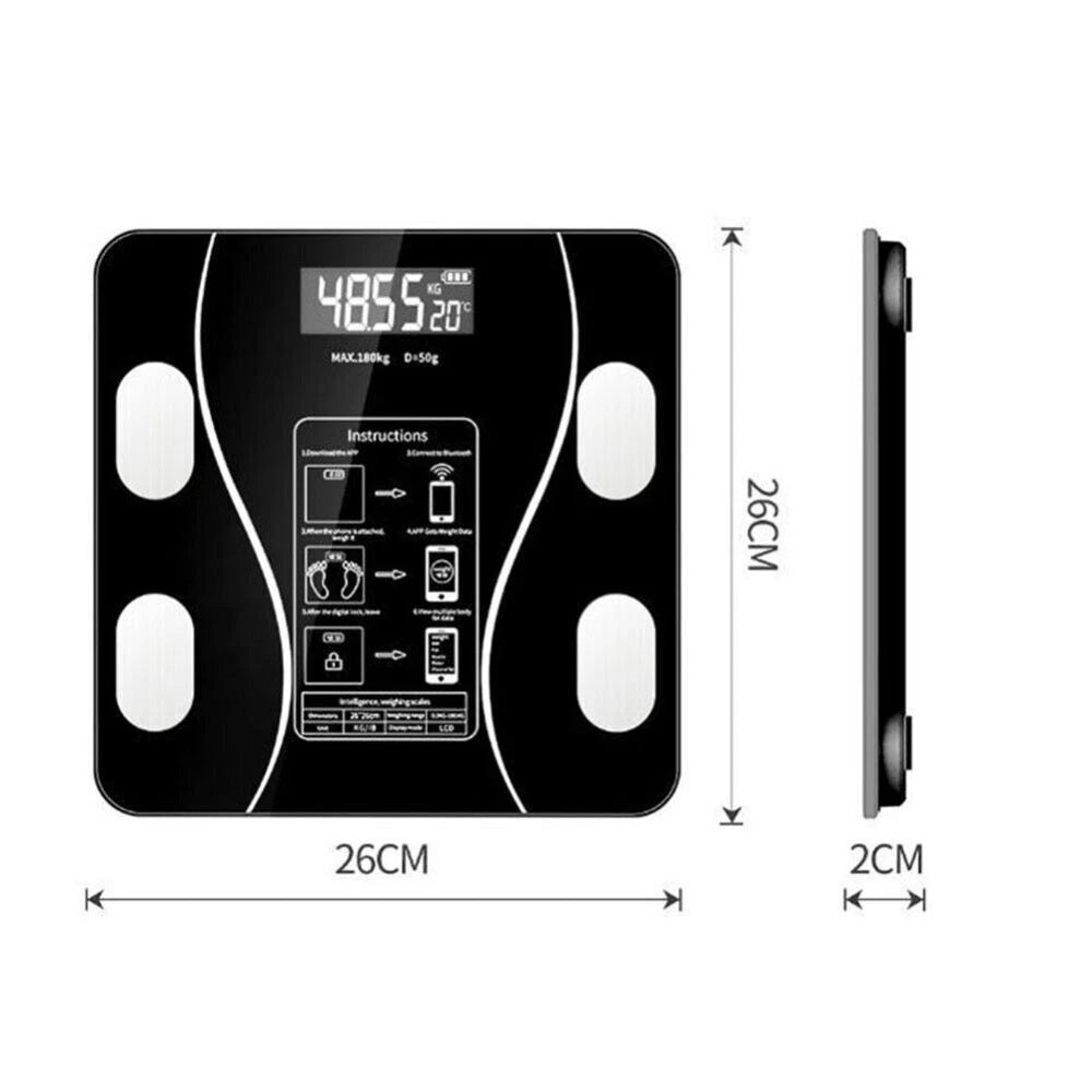 Bluetooth Body Fat Scale Weight Monitor Full Body Smart Scales Weigh Tracker Fat Loss 180kg Bluetooth Smart BMI Digital Bathroom Wireless Weight Scales