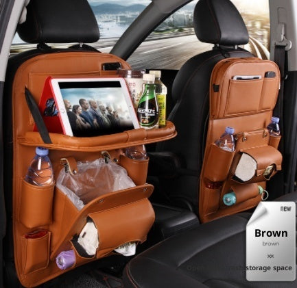 Practical Stylish Car Storage, Keep Your Car Neat And Tidy in High Quality Faux Leather, PU Leather Car Storage Bag Multifunction Seat Back Tray Hanging Bag Waterproof Car Organizer Automotive Interior Accessories