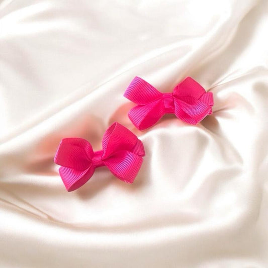 Pink Baby Bow Hair Clip 2 Pack -Safety Closure - Soft & Kind to Hair - Suitable for 6 Months Plus