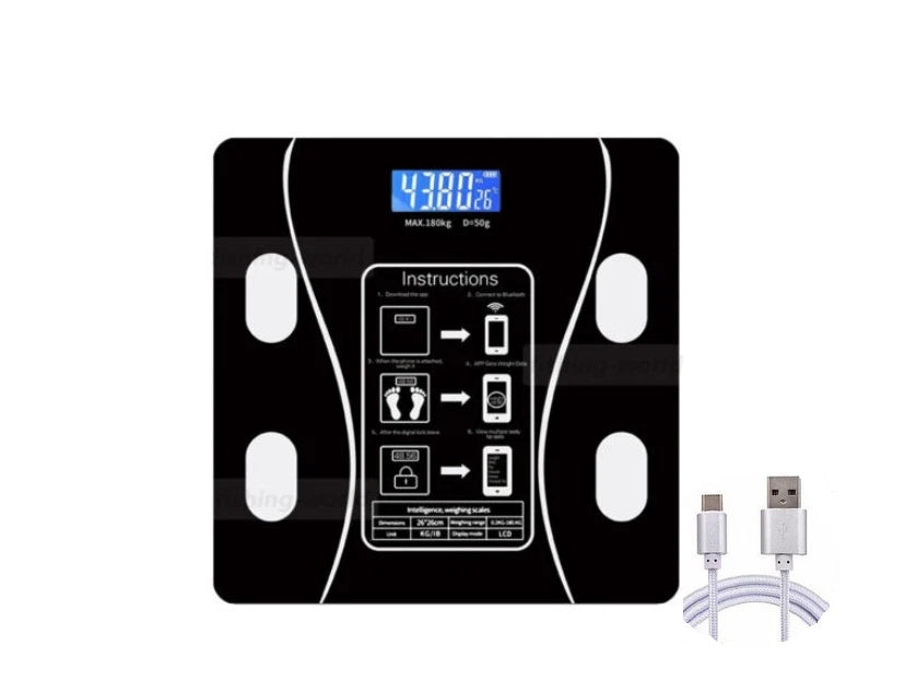 Bluetooth Body Fat Scale Weight Monitor Full Body Smart Scales Weigh Tracker Fat Loss 180kg Bluetooth Smart BMI Digital Bathroom Wireless Weight Scales