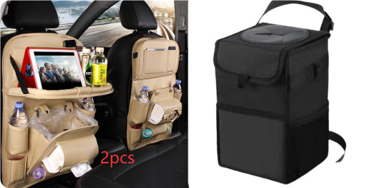 Practical Stylish Car Storage, Keep Your Car Neat And Tidy in High Quality Faux Leather, PU Leather Car Storage Bag Multifunction Seat Back Tray Hanging Bag Waterproof Car Organizer Automotive Interior Accessories