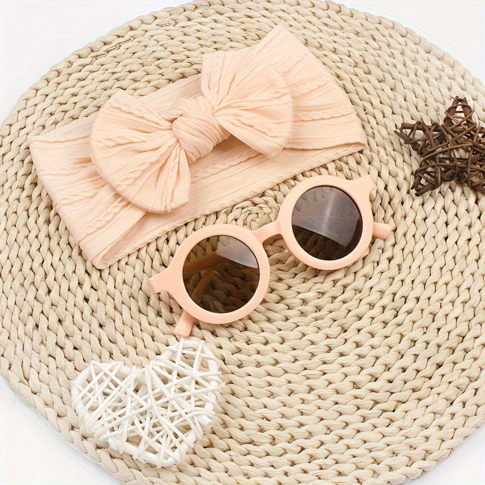 Cute Baby and Toddler Sunglasses and Headband Set 2pcs Baby Girls Bow Headband & Glasses Accessories
