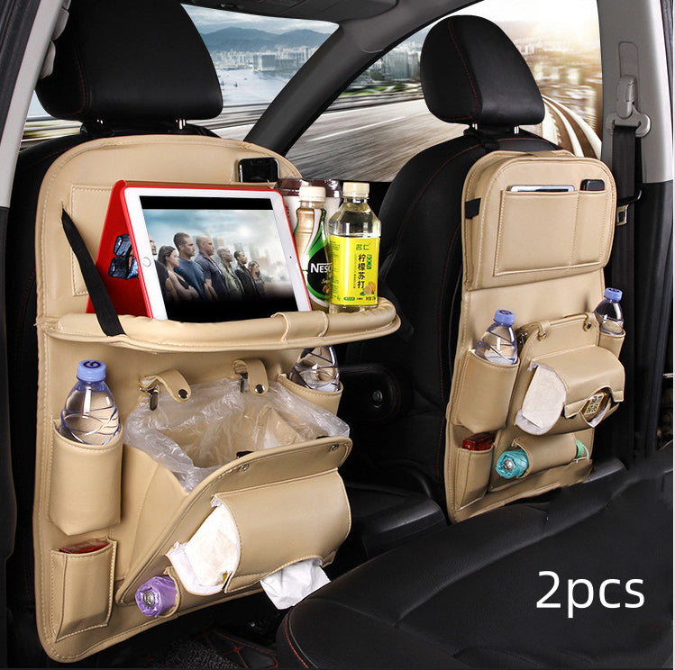 Practical Stylish Car Storage, Keep Your Car Neat And Tidy in High Quality Faux Leather, PU Leather Car Storage Bag Multifunction Seat Back Tray Hanging Bag Waterproof Car Organizer Automotive Interior Accessories