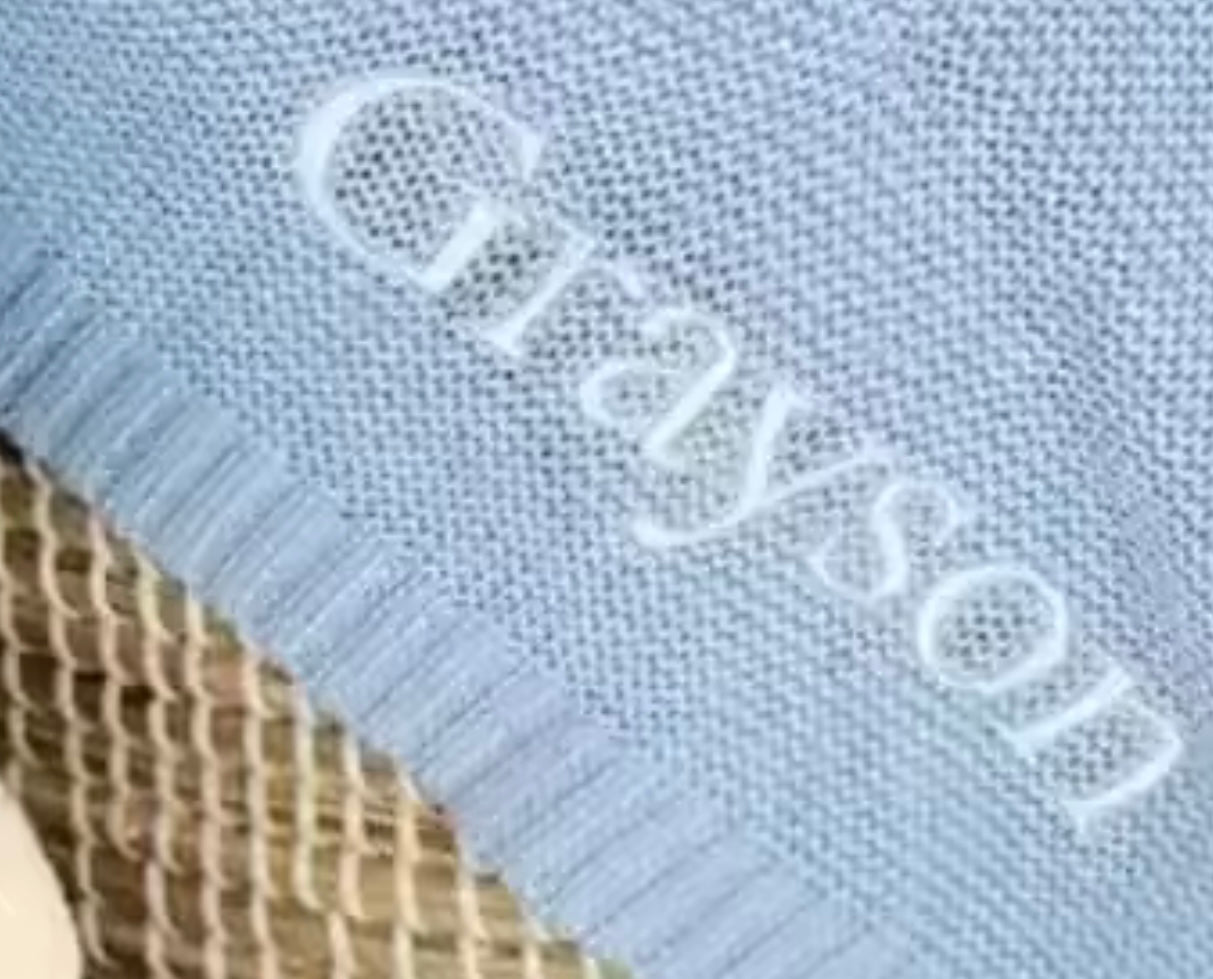 Beautiful Handmade Personalised Knitted Baby Blanket Organic Cotton and Soft Bamboo Material For a Snuggly Cosy Feel. Baby Gift Baby Shower