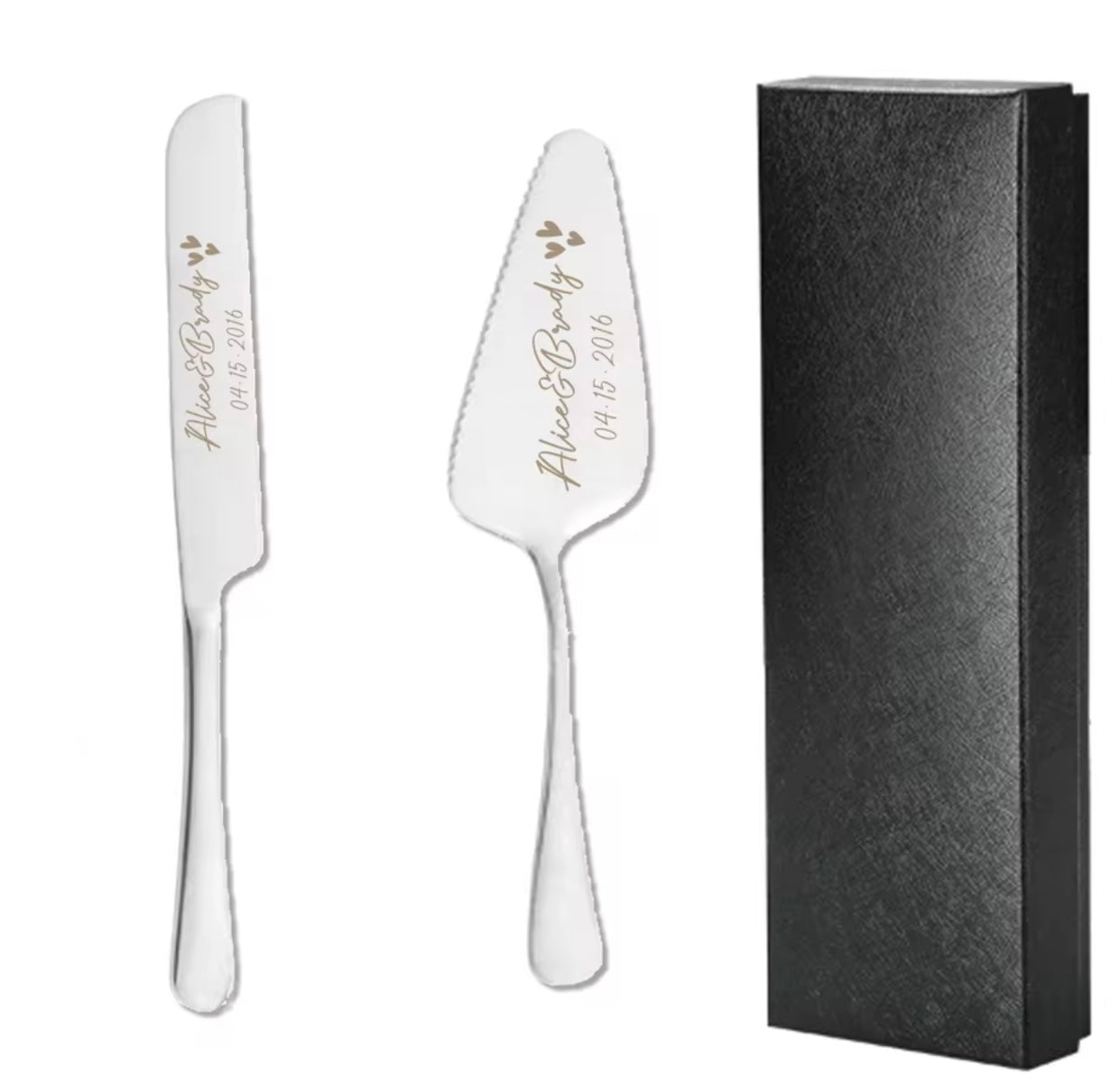 Stunning Wedding Cake Slice Server and Knife Set | Personalised Wedding Cake Slice | Wedding Cake Knife | Gold | Silver | Rose Gold