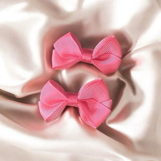 Baby Bow Hair Clip 2 Pack -Peaches - Safety Hair Grip - Suitable For Ages 6 Months Plus