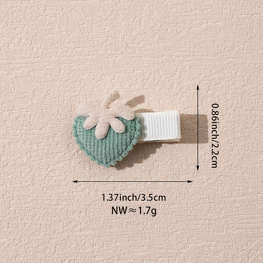 Set of 6 handmade cute and strawberry fruit hair clips in mixed colors, suitable for ages 6months plus