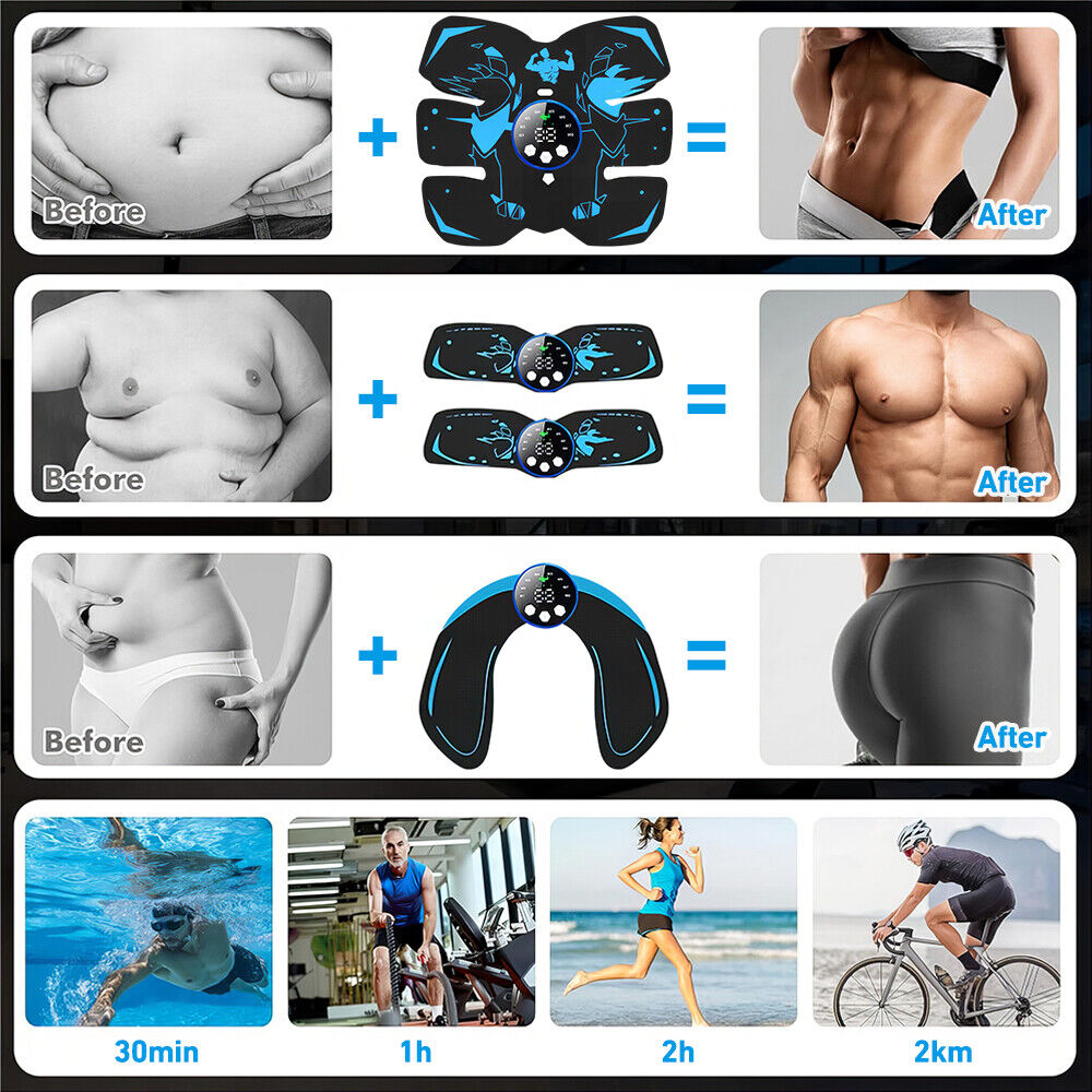 EMS Abdominal Muscle Toning Trainer Build and Maintain Muscle Mass ABS Stimulator AB Hip Arm Toner Fitness Belt