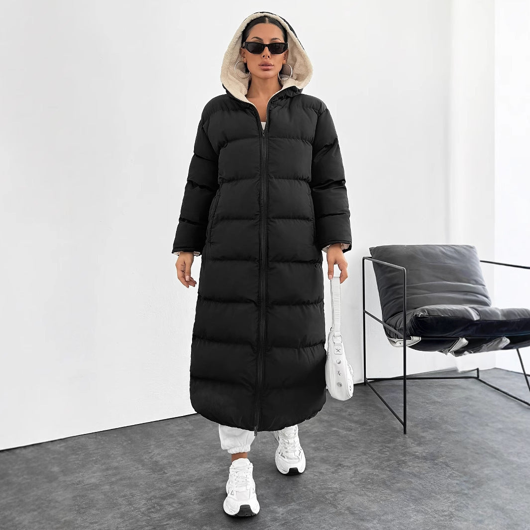 Long Below The Knee Hooded New Leisure Puffer Jacket Coat