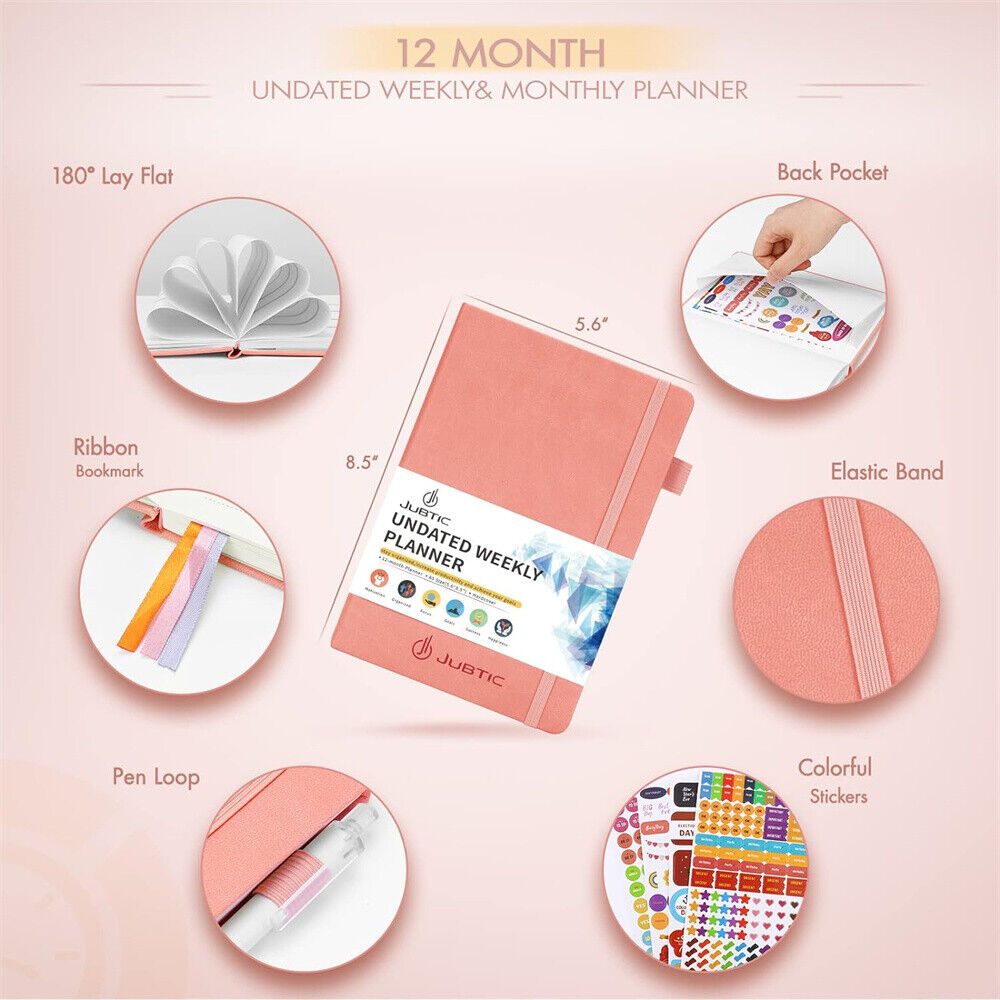Jubtic Planner Pro Non-Dated Weekly Monthly Agenda Planner - A5 Appointment Book