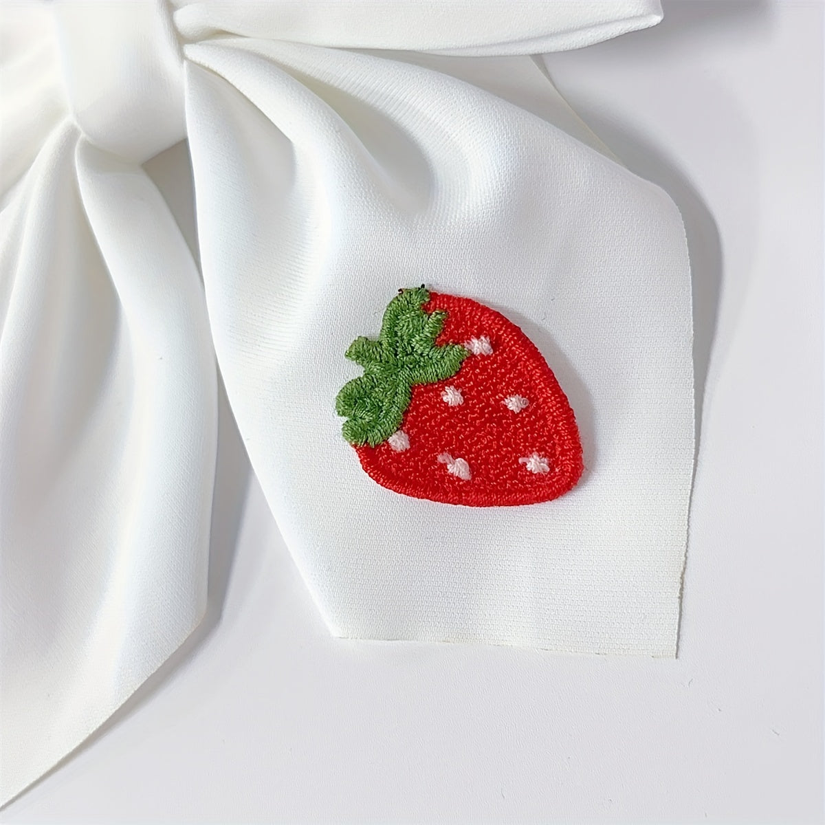 On Trend White Strawberry Hair Bow Clip Handmade Cute Strawberry Hair Barrette Hair Bow Hair Bow Clipfor Women And daily use, Summer, Ponytail, Duckbill Clip