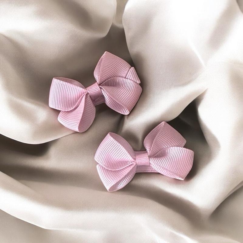 Pink Baby Bow Hair Clip 2 Pack -Safety Closure - Soft & Kind to Hair - Suitable for 6 Months Plus