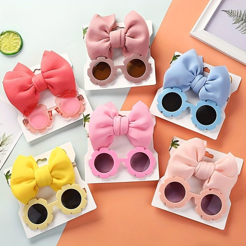 Cute Girls Aged 1-8 years Summer Sunglasses with Matching Bow Hair Bobble Spring/Summer 2025 Designs