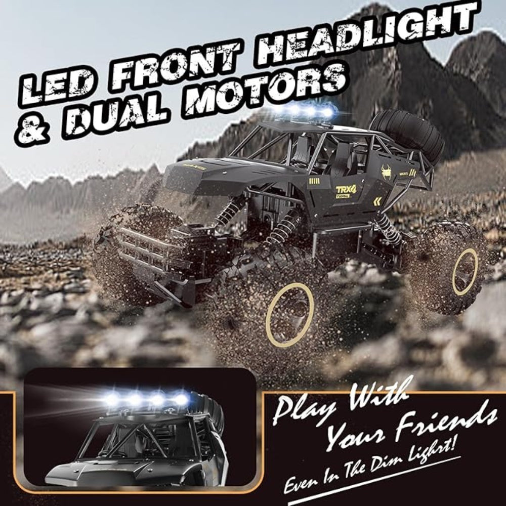 Mega Remote Control Moster Truck UK 4DRC Rc Car Rock Crawler Rechargeable Off Road Truck 4WD , Metal Shell LED Headlights RC Remote Control Off Road Car Truck