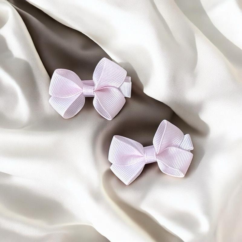 Pink Baby Bow Hair Clip 2 Pack -Safety Closure - Soft & Kind to Hair - Suitable for 6 Months Plus