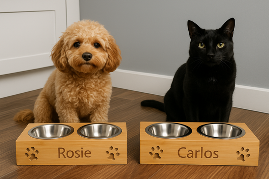 Personalised Wooden Pet Bowl | Personalised Dog Bowl | Personalised Cat Bowl | Wooden Handmade | UK Made | Pet Feeder | Dog Feeder | Pet